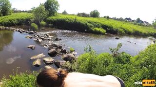 Real Outdoor Sex on the River Bank after Swimming - POV by MihaNika69