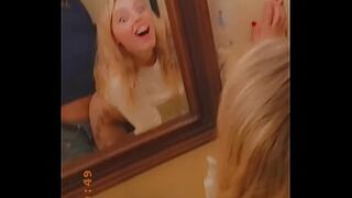 Quick Bathroom Suck and Mirror Fuck at Tiny Teens Parents Family Get Together