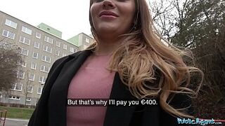 Public Agent Russian shaven pussy fucked for cash