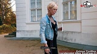 German blonde skinny tattoo Milf at EroCom Date Blinddate public pick up and POV fuck