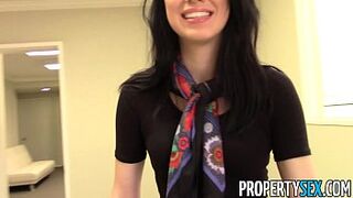 PropertySex - Beautiful brunette real estate agent home office sex video