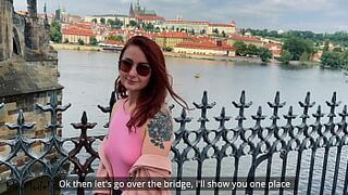 Czech Pickup Redhead Russian Tourist Public Blowjob & Sex KleoModel