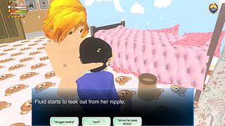 Babysitter tricks you with licking her breasts in this femdom game